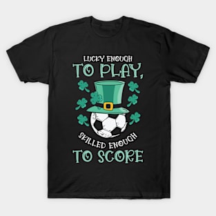 St. Patrick's Day Soccer Sport Lucky Shamrock Football T-Shirt